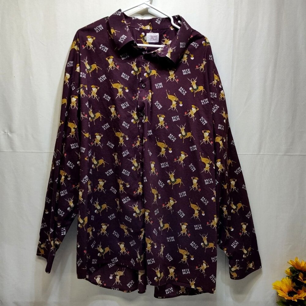 North Pole Trading Co. "Brew Dolph" Men 4XL Reindeer Christmas Long Sleeve Shirt